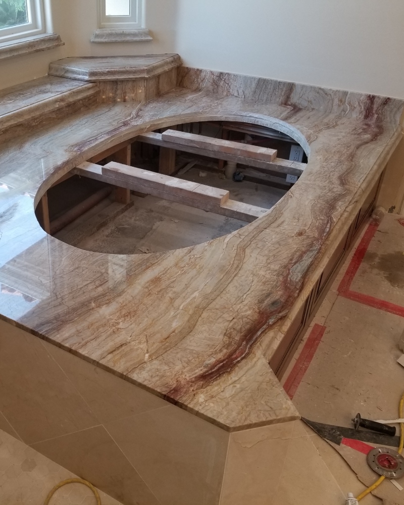 Hygienic granite and porcelain shower installations